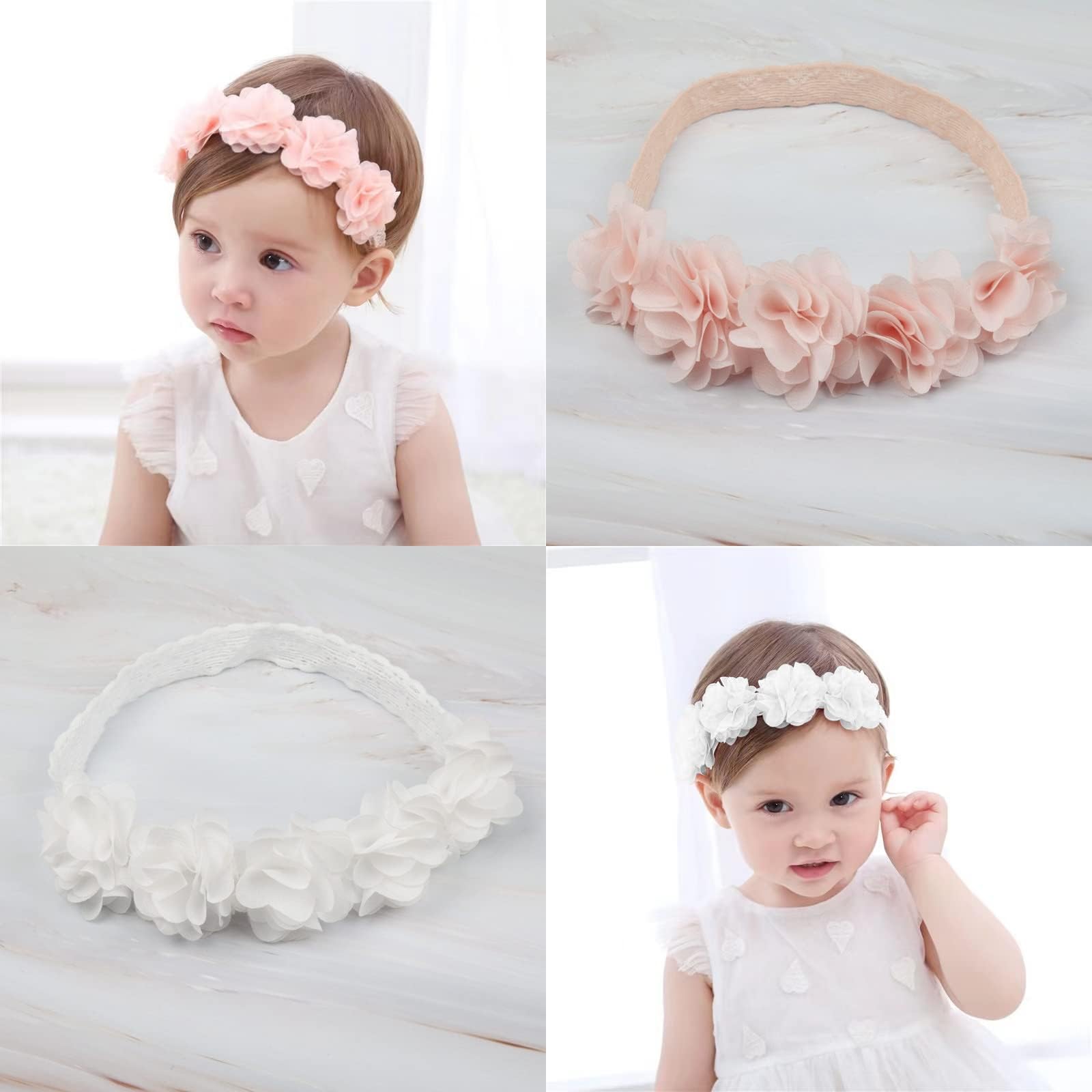 Lot De 3 Bandeaux Fleur Pour Bébé Fille - Turquoise, Neufs Avec étiquettes, Accessoire Cheveux