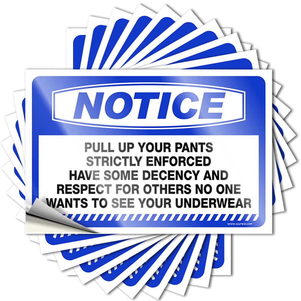 Cheap Stickers, Custom Bumper Notice Pull Up Your Pants Strictly Enforced | Funny Quote Billiard Decals(12X18CM)