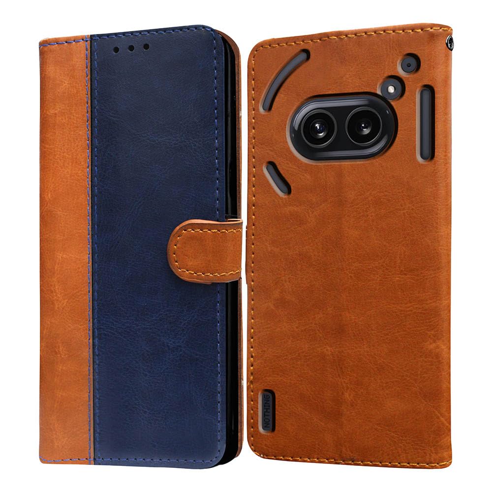 amazon basics Flip Leather Mobile Cover (Soft & Flexible Back case) for Nothing Phone (2a) 5G (CamelBlue) (B0D11T983T) Amazon Price History, Amazon Price Tracker