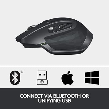 Logitech MX Master 2S Bluetooth Edition Wireless Mouse, Multi-Surface, Hyper-Fast Scrolling, Ergonomic, Rechargeable, Connects Up to 3 Mac/PC Computers - Graphite