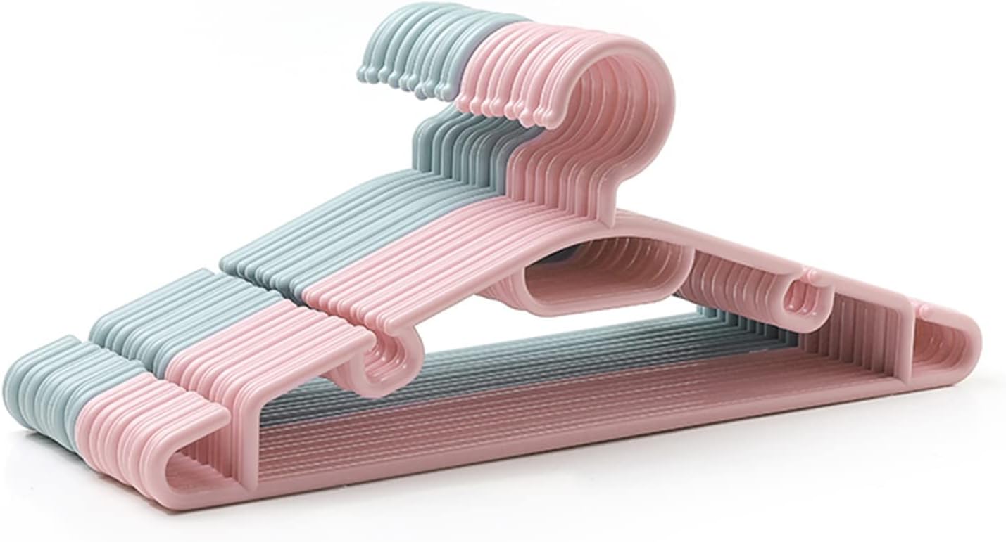 Anti-Slip with recesses Baby Closet Hangers, Durable Children Coat holrd, Newborn Kids Baby Plastic Rack, Suitable for Ages 0-18 and up, Pink and Blue