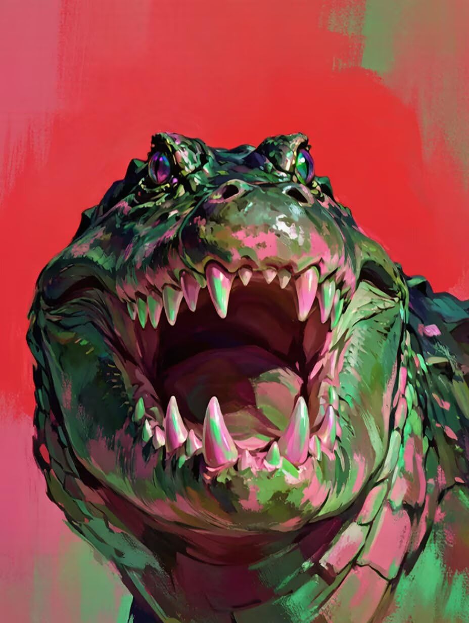 Diamond Painting Kit Cocodrilo Pintura Diamante Animal, Punto De Cruz Diamante 5D Cuadro Diamantes DIY Full Drill Cuadrado Ricamo Diamond Art Paintings per Decorazioni Casa Pareti 60x90cm N-SS32G