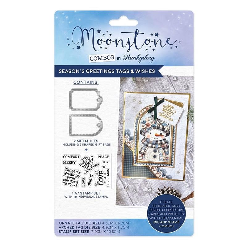 Hunkydory Moonstone - Season's Greetings Tags & Wishes - Combos Stamp & Die Set - MSTONE1046