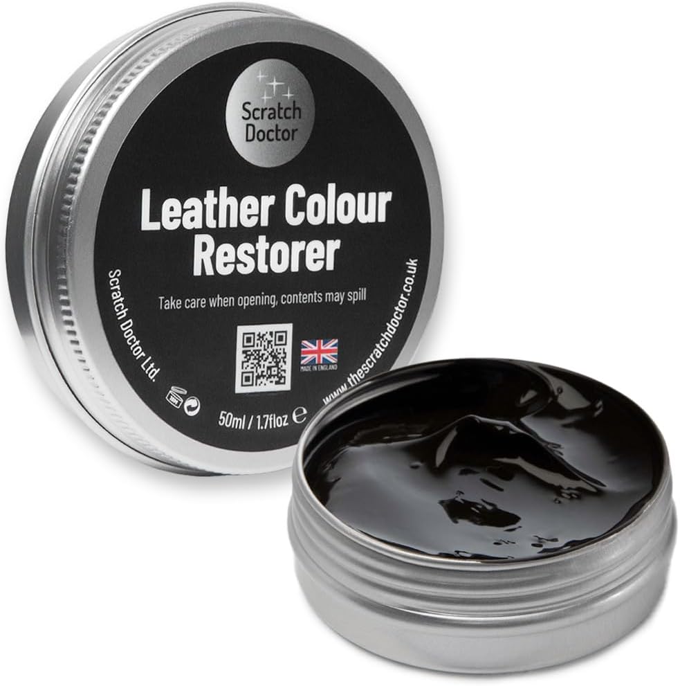 Scratch Doctor Leather Colour Restorer Recolouring Balm Repair Treatment for Faded & Worn Absorbent Leather Furniture, Sofas, Chairs (Dark Brown, 50ml)