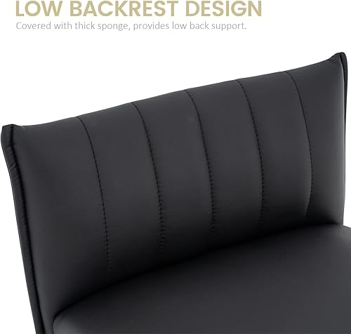 Miniatura 7 de Brage Living Taburete de bar, asiento de resorte, taburete de bar giratorio ajustable de piel sintética con respaldo bajo, altura de mostrador sin