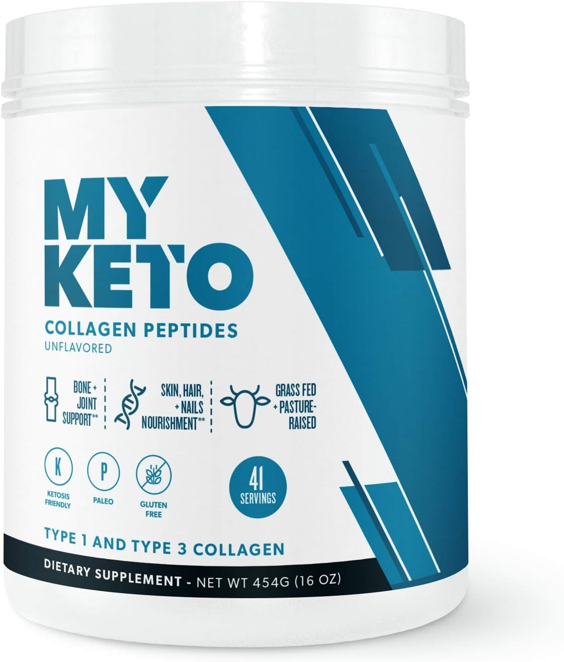Pure Collagen Peptides Powder (Hydrolyzed) | Grass-Fed, Certified Paleo Friendly, Non-GMO, Ketogenic Friendly and Gluten Free - Unflavored