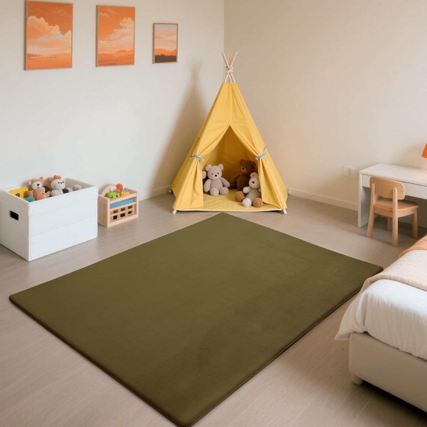 SETHEPACE Baby Crawling Mat, 3CM Thick Baby Play Mat(Army Green, 127x127CM)