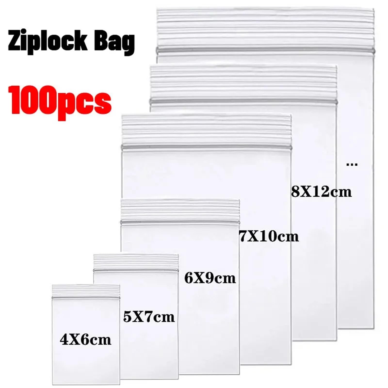 Bolsa Zip 100 bolsas de plástico transparente con cierre hermético, gruesas y resistentes, for guardar joyas pequeñas, alimentos otros artículos. Reutilizables para la Cocina(32x45cm(100pcs))
