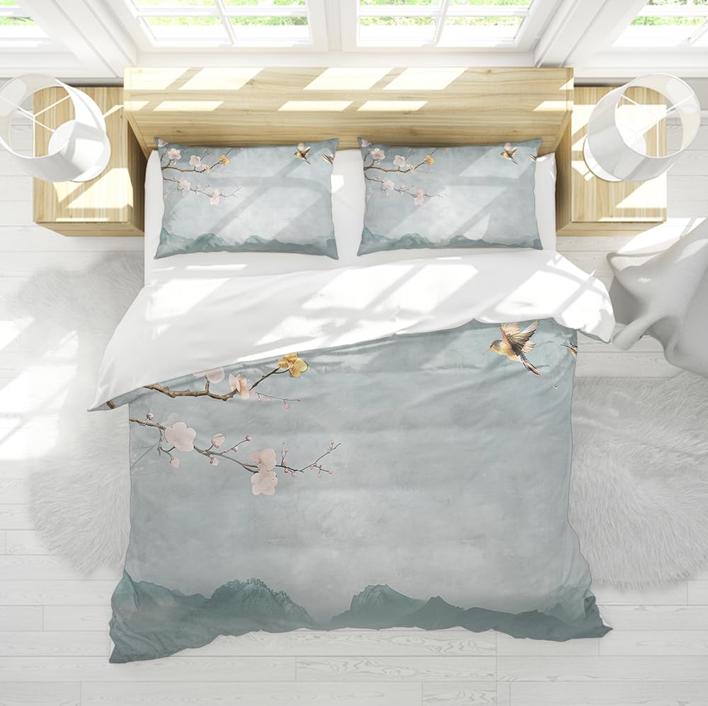 Housse de couette imprimée 260x240 de style chinois toutes saisons