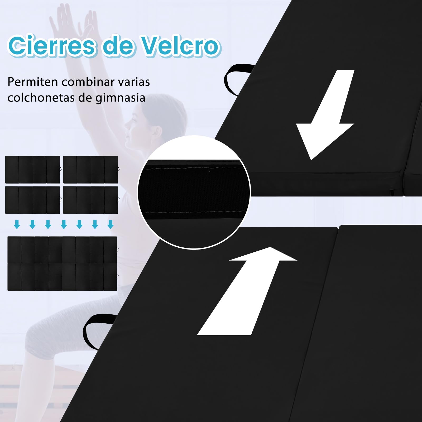COSTWAY Colchoneta Gimnasia de 240 x 120 x 5 cm, Colchoneta de Ejercicio Plegable con Manija de Transporte,Impermeable, Cuero Artificial Desmontable, para Yoga Fitness Hogar