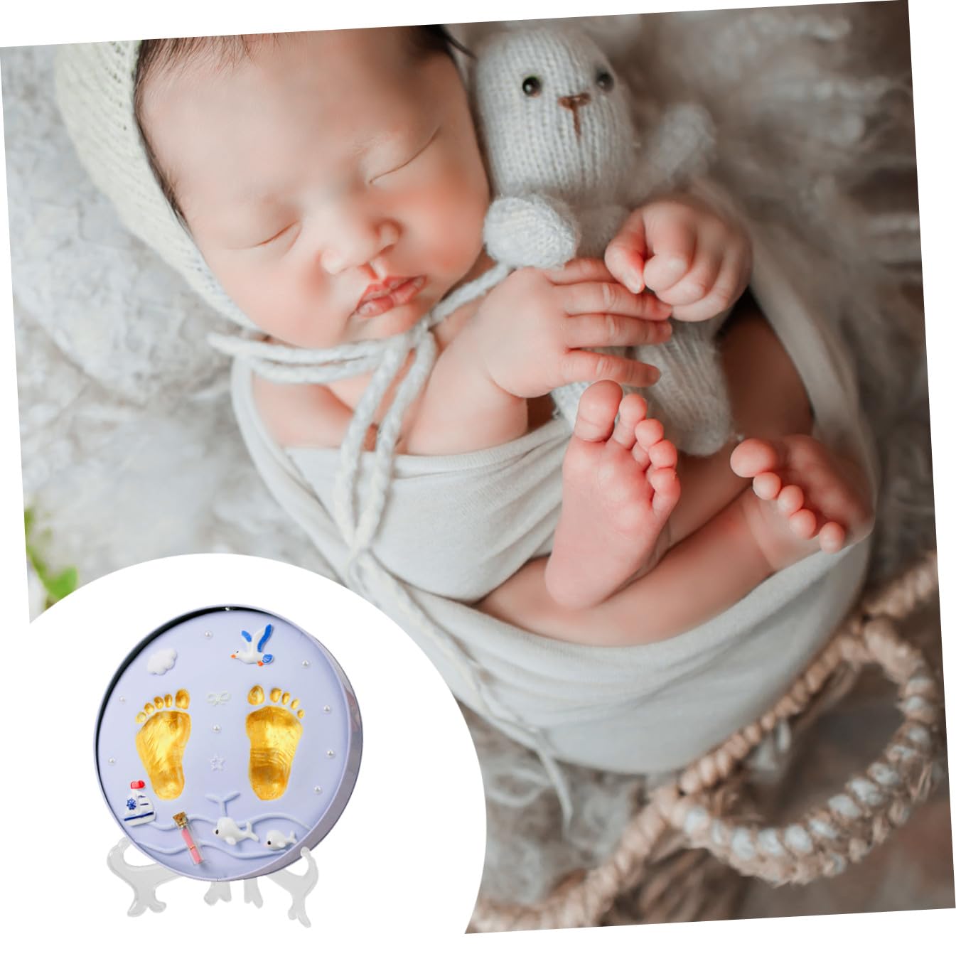 Kit de Moulage D’empreintes de Bébé 1 Set en Boue pour Souvenir