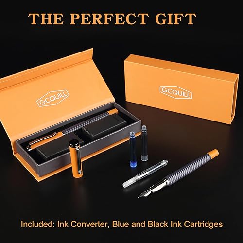 Miniatura 5 de GC QUILL Juego de pluma estilográfica, punta fina con 12 cartuchos de tinta y convertidor de recarga de tinta, juego de regalo para escribir