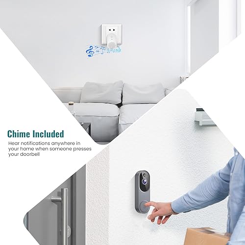 Miniatura 5 de Timbre de video 1080P inalámbrico, timbre incluido, audio de 2 vías, detección humana, WiFi 2.4G, visión nocturna, almacenamiento en la nube,
