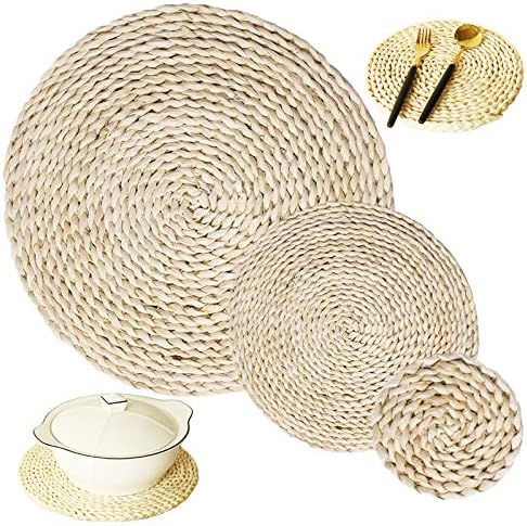 BSTKEY Natürliche Seegras-Tischsets, 6 Stück - Gewebte Rechteckige Platzsets Für Küche/Esstisch, 43,5x30 Cm