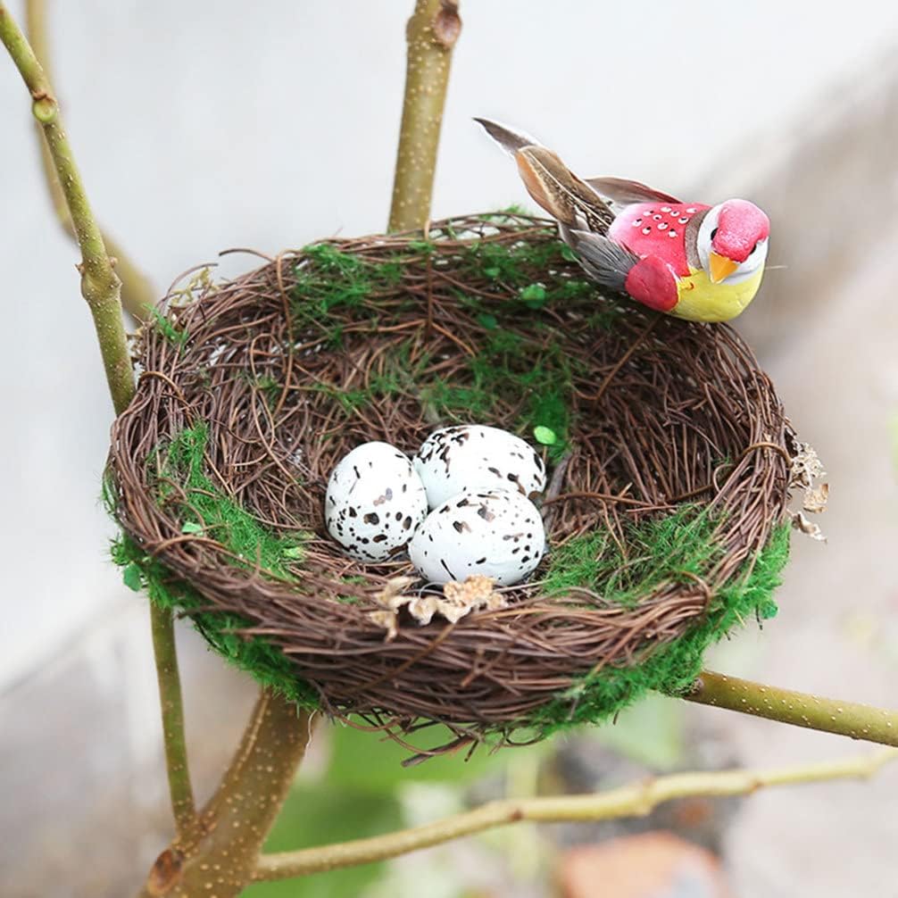 Ipetboom Home Decor Home Decor Artificial Birds Bird Houses Simulation Twig Style Easter Rattan Decoration for Garden Yard Home Wedding Parakeet Cage Centerpiece Table Decorations