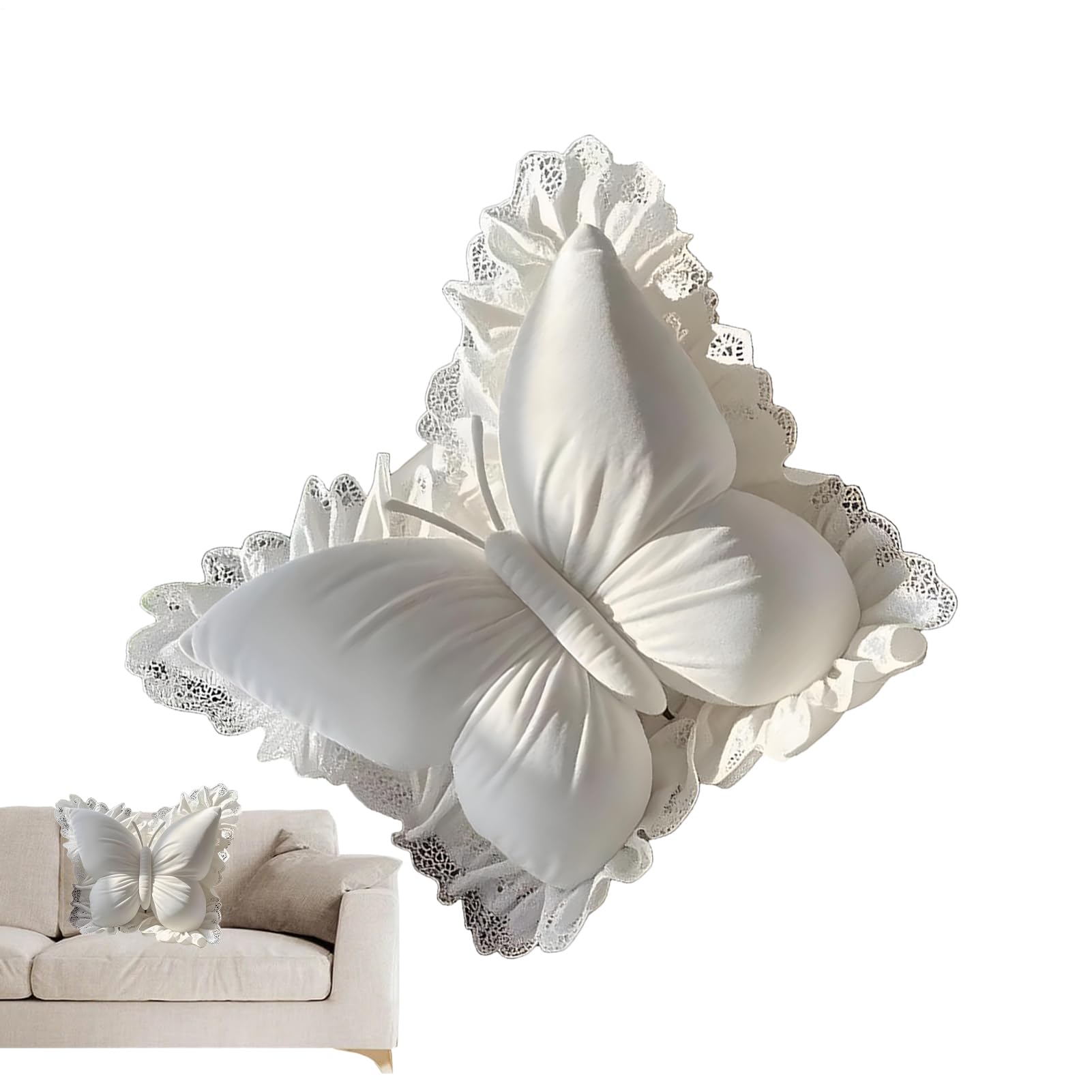 Coussin en peluche de décoration avec dentelle pour lit de fille