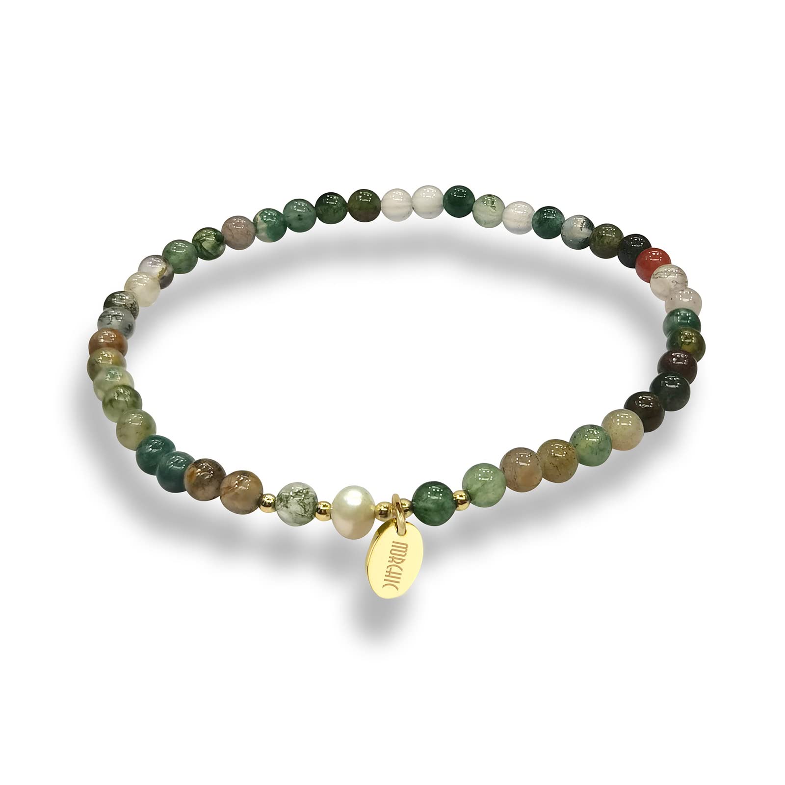 Morchic4mm Natural Gemstone Beads Stretch Bracelet for Women, With Freshwater Pearls, Energy Gem Birthday Gift for Her 7.2”