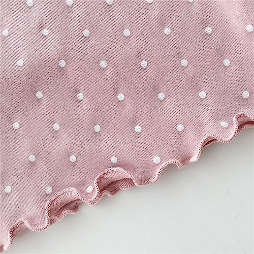 Little Girls Cute Polka Dot Blouse Long Sleeve Wooden Ear Edge Round Neck Shirts for Casual Trendy Birthday Clothes for Kids3