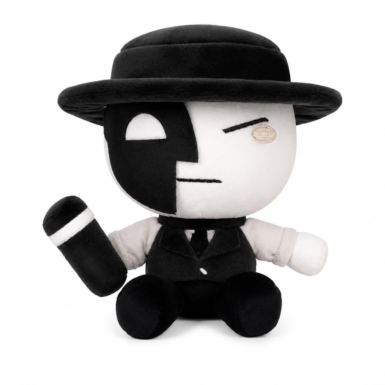 Artful Plush Figure, 7.9 Inch Soft Die of Death Plushie with Hat and Microphone, Black White Collectible Stuffed Figure for Desk Shelf Sofa Bedroom Decor, Fan Gift