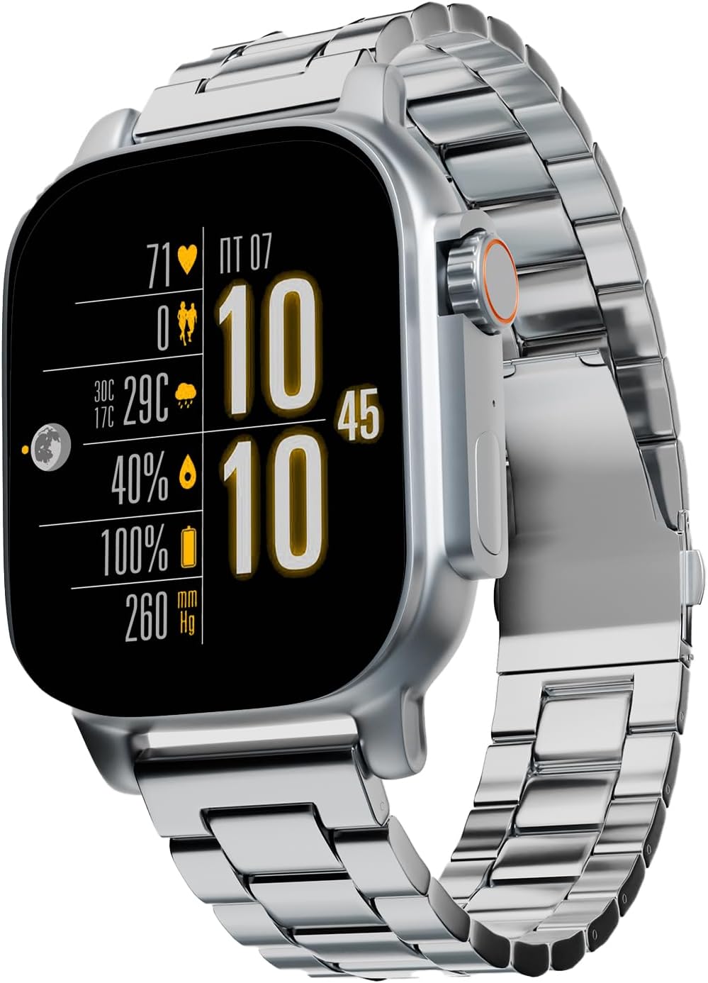 by Lifelong Premium Luxury New Launch Smart Watch for Men - 60 Day Battery 950mAH - 2.02” Ultra HD Display & 900 NITS Men's Smartwatch - Stainless Steel Dial & BT Calling (Pacific,Silver)
