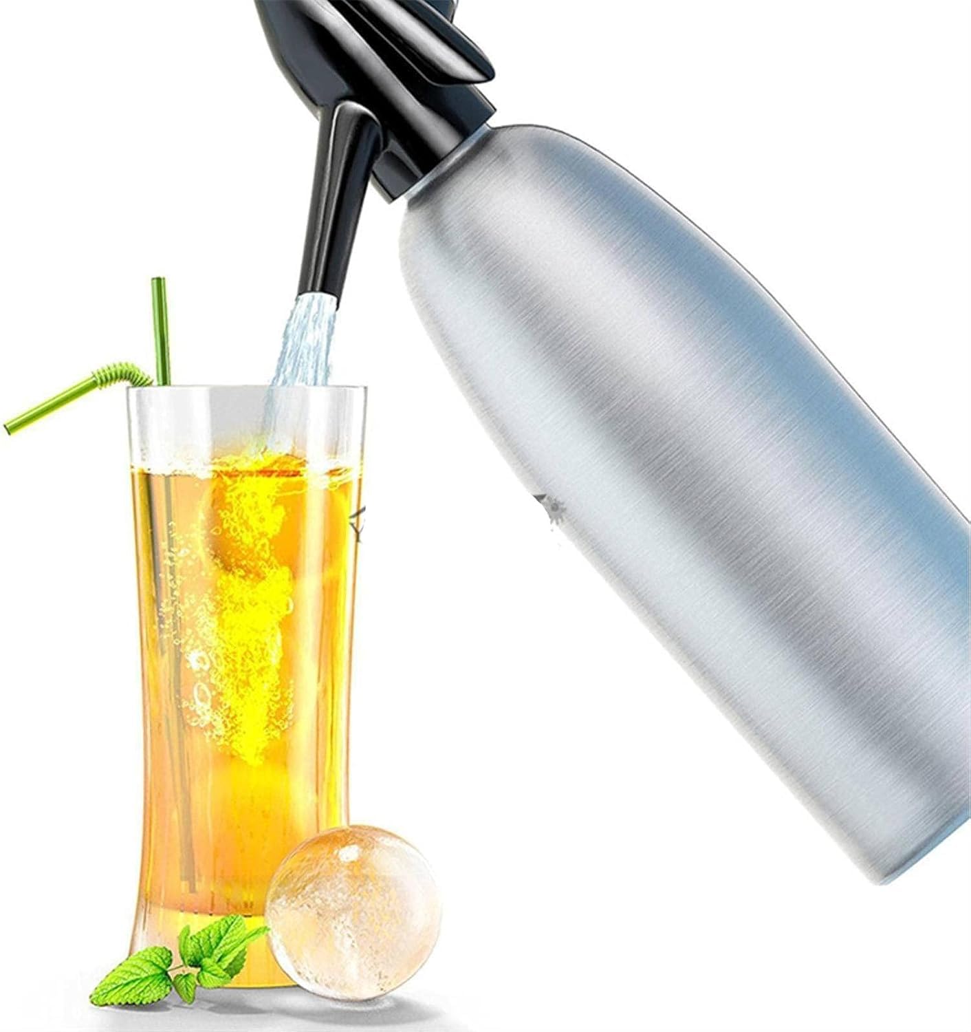 Syfon Sodowy Produkcja Wina 1 Litr - Zrób Wodę Gazowaną Do Mojito, Koktajlu Gin Mus I Szprycera Do Wina, Gold