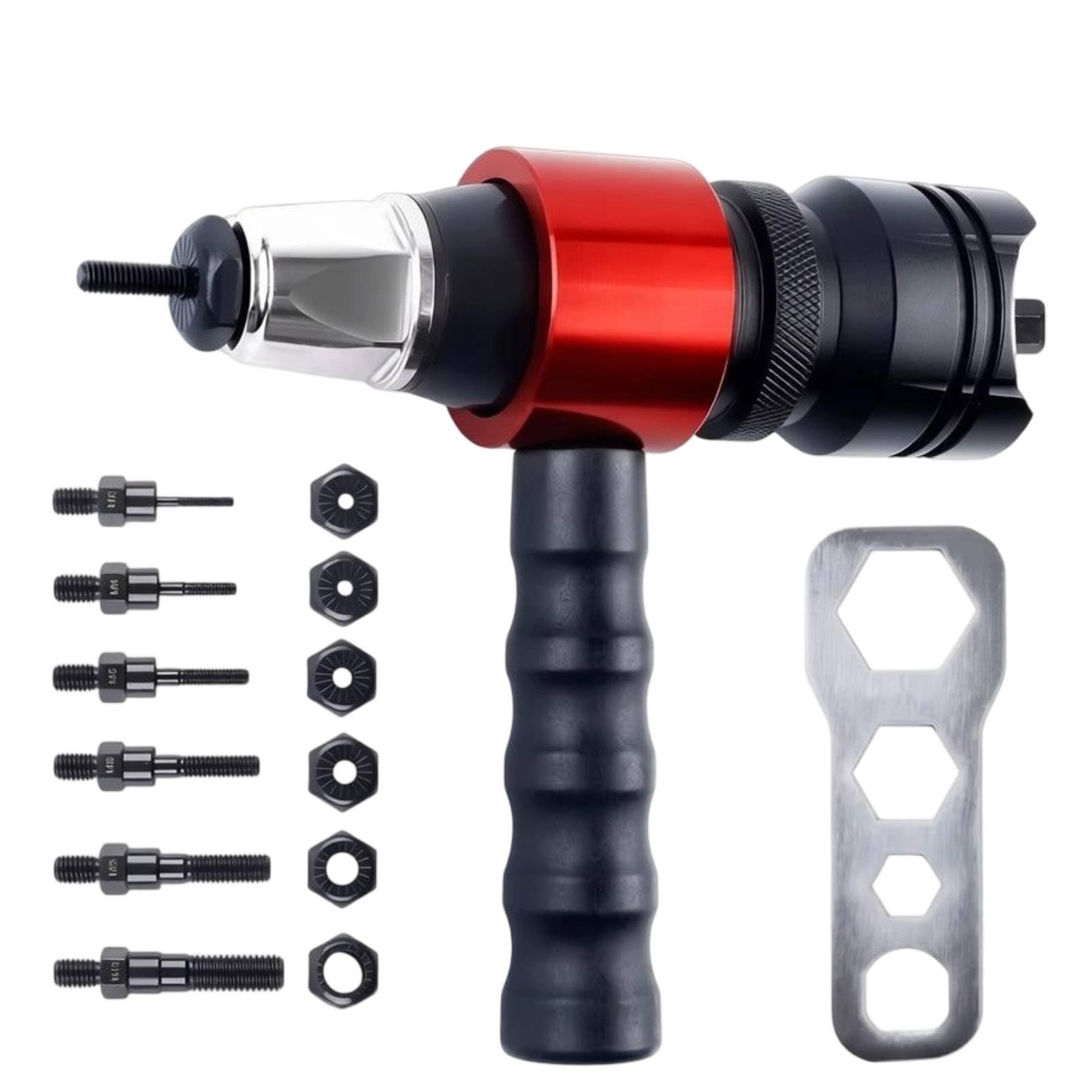 Attrezzo per Rivettatura Elettrica con Trasformazione Del Trapano in Utensile Efficiente con Inserti da 5mm E 10mm con Impugnatura Antiscivolo per
