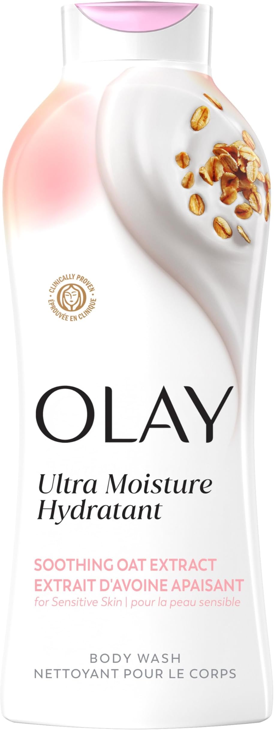 Olay Body Wash for Women, Ultra Moisture, For Sensitive Skin, Soothing Formula, 24hr Moisturizing, Hydrating & Refreshing, B3 Vitamin Complex, Free of Parabens & Phthalates, Oat Extract Scent,22 fl oz