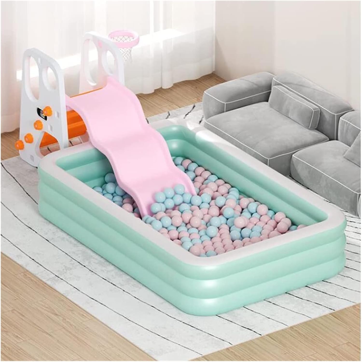Inflatable Rectangular Pool Big Inflatable Swimming Pool Family Large Rectangular Pool, 120x69x19 inch ...