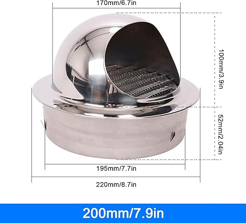 Miniatura 3 de Cubierta de chimenea de acero inoxidable 304, cubierta protectora de lluvia para tubería, tapa de calefacción, tubo de escape, tapa de lluvia de