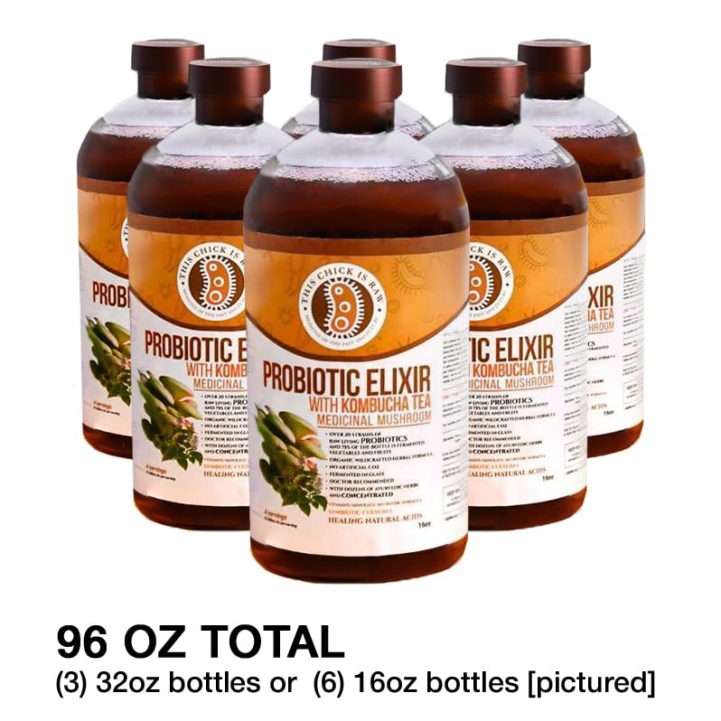 Miniatura 2 de This Chick is Raw - Elixir de hongos probióticos  Té de kombucha con Reishi, Chaga, melena de león y Cordyceps  Salud intestinal, apoyo inmunológico