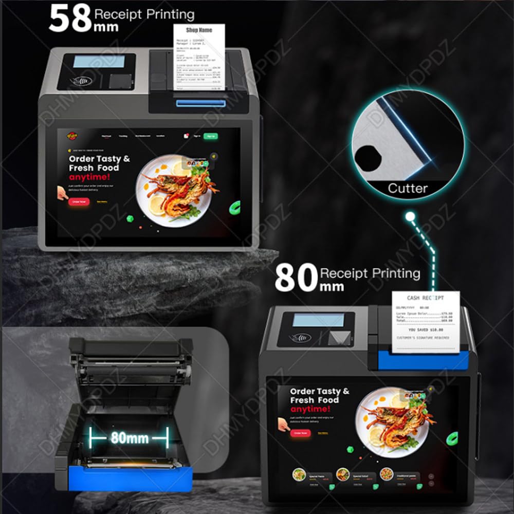 Registratore di Cassa Touch Screen da 10.1 Pollici,registratore di Cassa Pos,Terminale POS Tutto in Uno con Stampante, Personalizzabile Come Uno Smartphone, per Ufficio e Ristorante