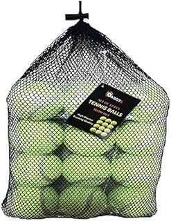 1ABOVE Durable Sport Play Tennis Cricket Dog Toy Ball with Mesh Carrying Bag, Sturdy & Durable, Great For Lessons, Practice, Throwing Machines Adults Children Exercise Pets