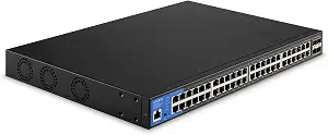 Linksys LGS352MPC 48 Port Gigabit Network PoE+ Switch with 740W, 4 x 10G Uplink SFP+ Slots, Advanced Security, QoS, Static Routing, VLAN