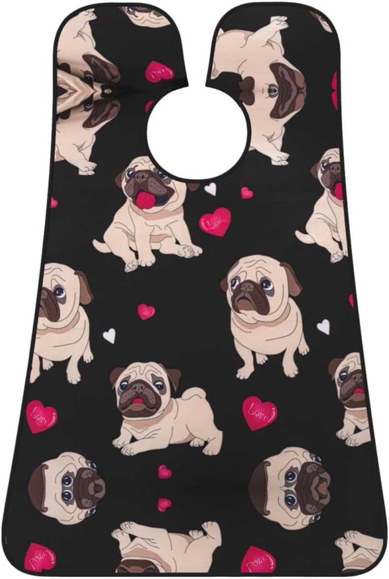 Cute Pug Print Beard Bib Apron, Shaving Apron For Dad, Men'S Hair Catcher For Shaving Best Gifts For Dad