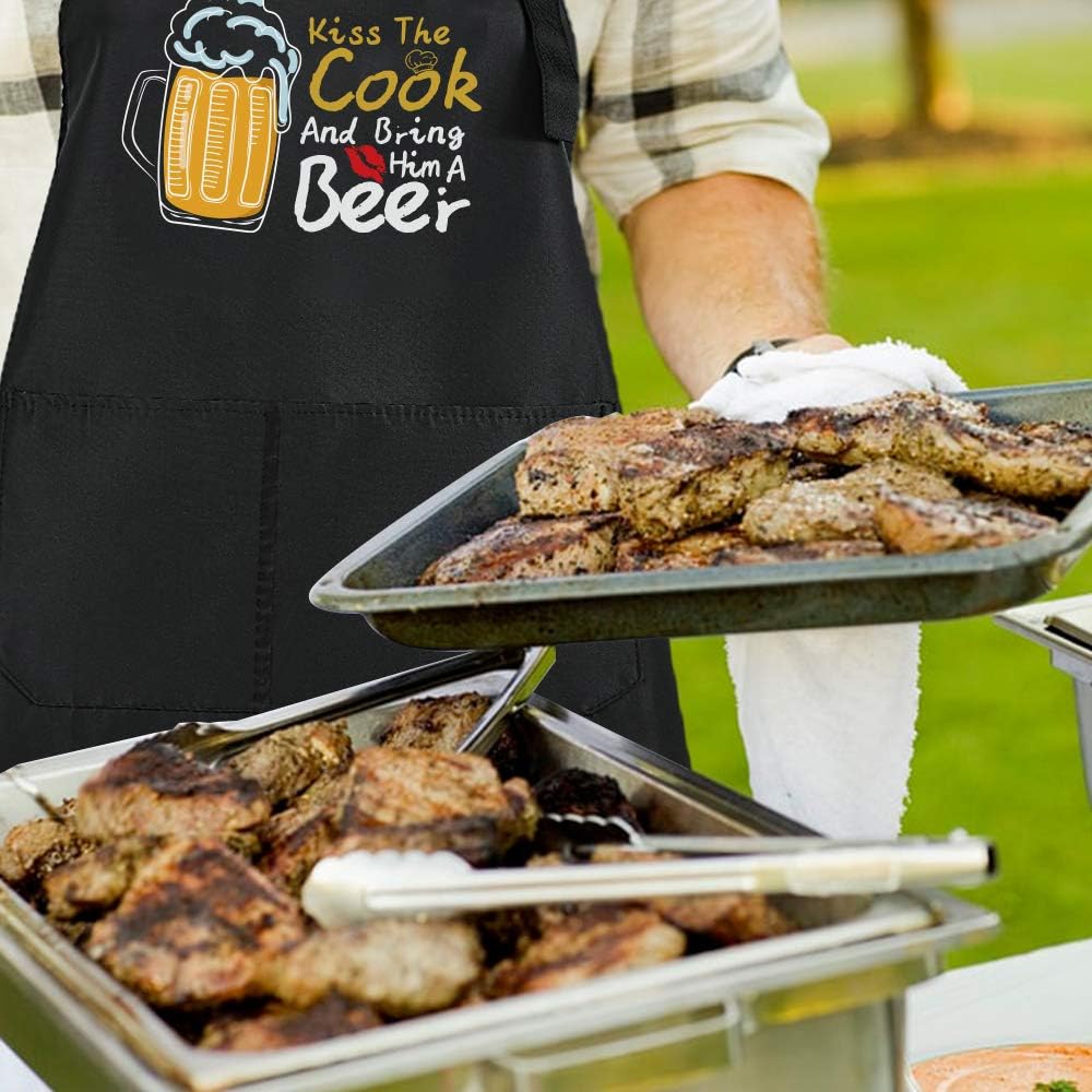 Funny Bla Chef Aprons for Men Adjustable BBQ Grill Kitchen
