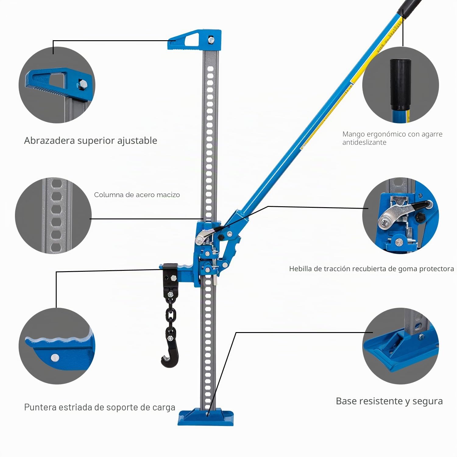 KATSU Tools Farm Jack Heavy Duty 48" 3 Ton Capacidad de Carga con Accesorio de Elevación de Parachoques, High Lifting Ratchet Farmers Jack Gato Offroad para 4X4 SUV Tractores Camiones