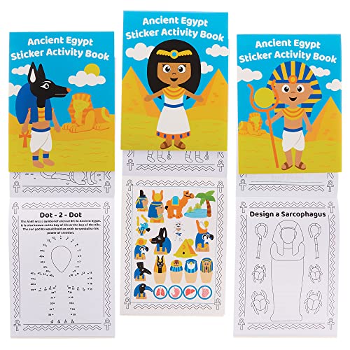 Baker Ross FX616 Ancient Egypt Sticker Activity Books - Pack of 8, Sticker Book Party Bag Fillers for Kids