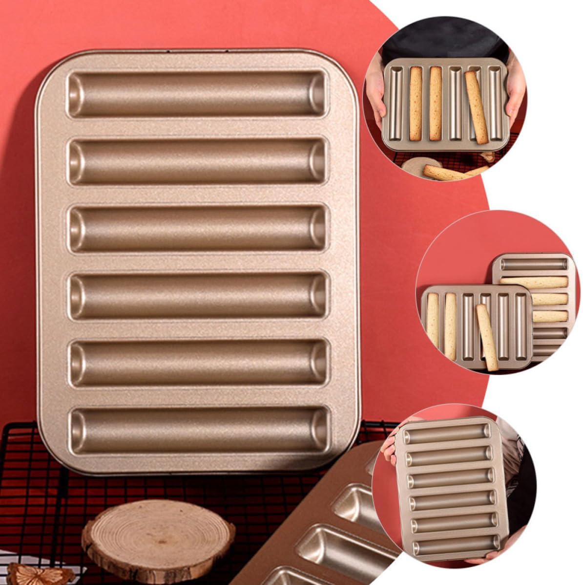 2pcs Carbon Steel Long Strips Cake Non-stick Baking Mold for DIY Home Kitchen Use Sturdy to Breakage