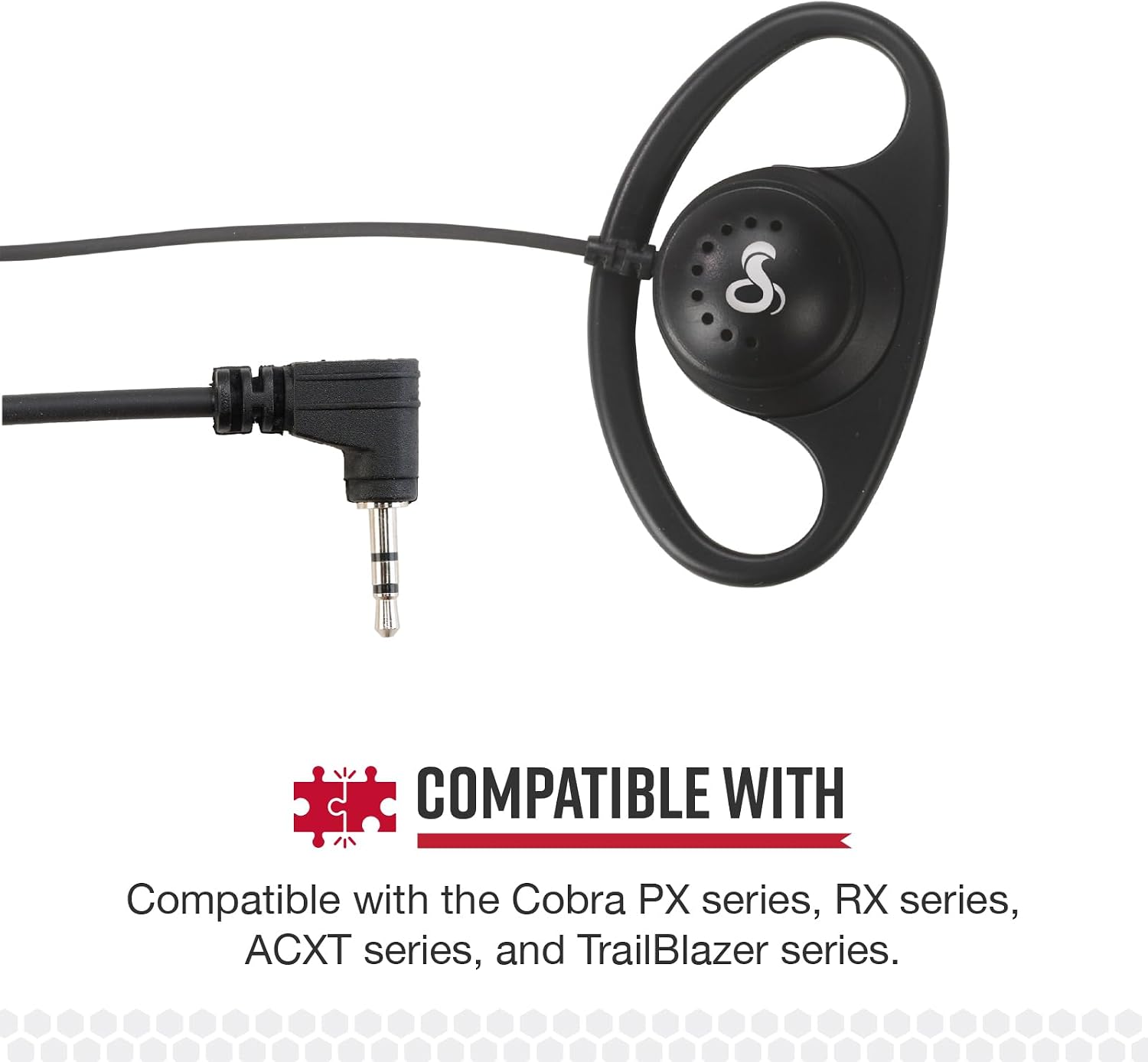 Cobra 2.5mm D-Style Headset for Two-Way Radios - Over-The-Ear Headset for Hands-Free Communication with Push-to-Talk Button