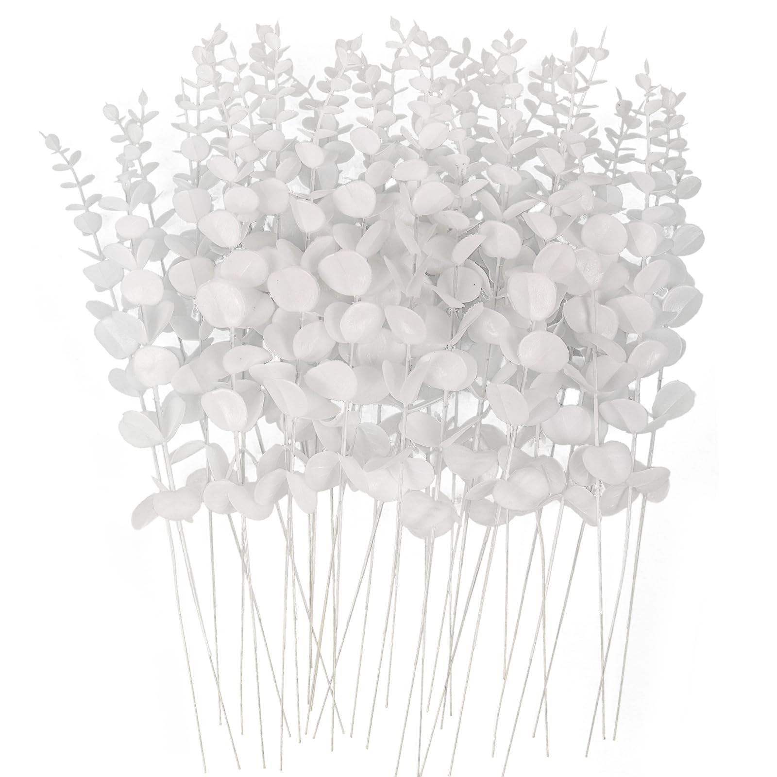 RECUTMS 36Pcs Eucalyptus Leaves Stems14.6In White Christmas Halloween Pick