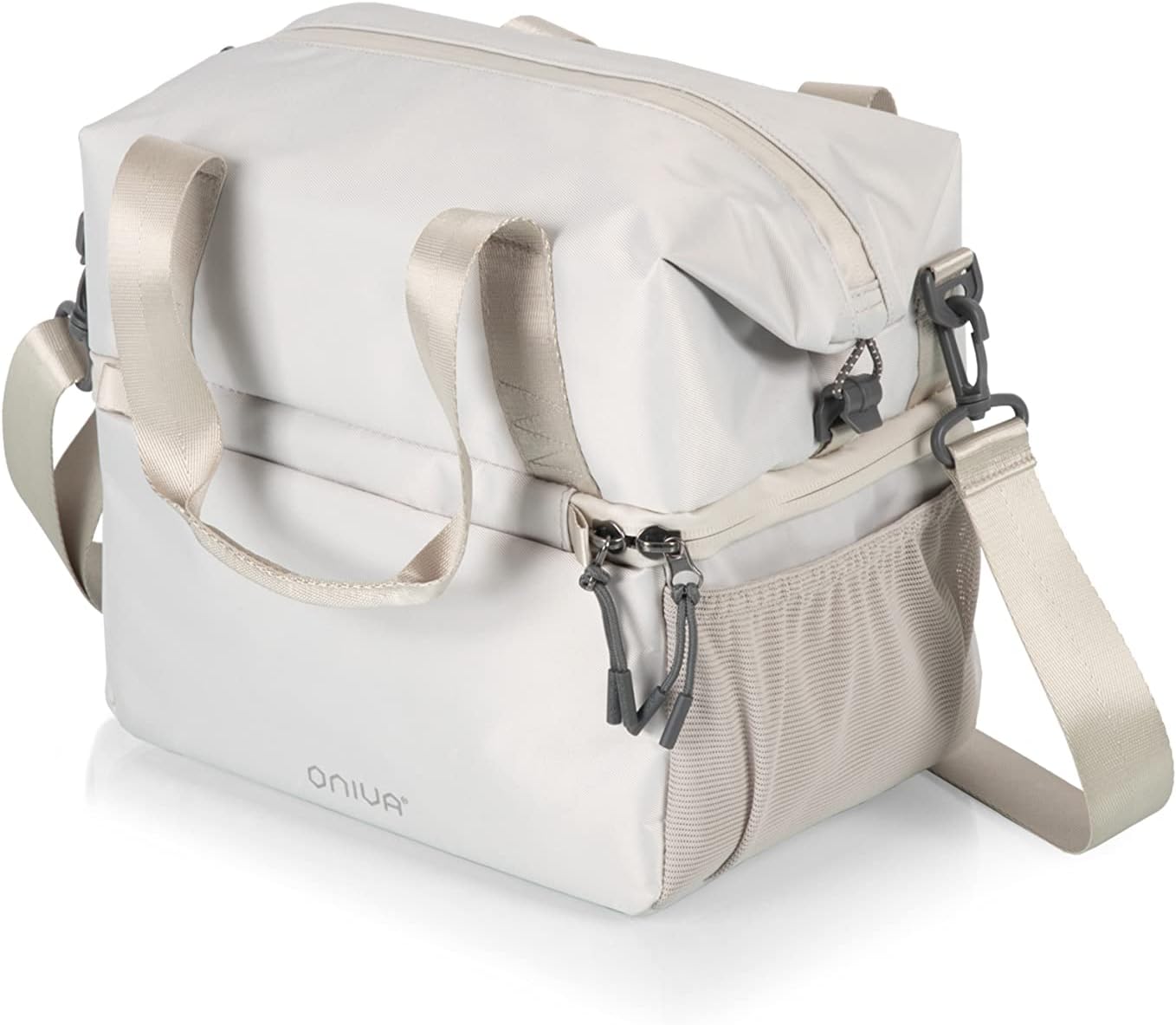 PICNIC TIME Tarana Insulated Lunch Bag made from Recycled Material, Lunch Box with Picnic Set, Upcycled Lunch Cooler Bag, (Halo Gray)