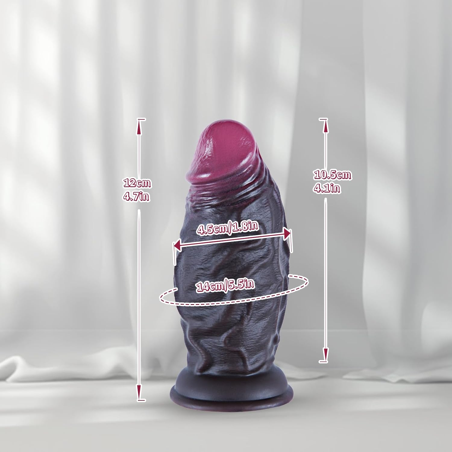 4.7 Inch Small Thick Anal Dildo – 1.8 Inch Diameter Wide Realistic Black Dildo with Big Suction Cup, Hands-Free Fun, Cute Small Silicone Butt Plug, Ideal G-Spot Sex Toy for Beginner Users