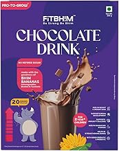 Pro To Grow Fitbhim Nutritional Chocolate Drink Powder 300g | Enriched with Bhim Banana & Ayurvedic Herbs | Belgian Chocolate Flavor for Kids (2+ years) | Brain & Growth Booster with Immunity Support