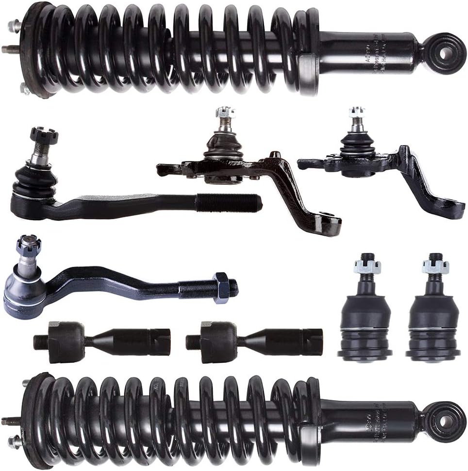 Struts Suspension kit for Toyota Tacoma Front Strut Spring Assembly Tie Rod End Ball Joint 10 pck, shocks and struts 1995-2004 for Toyota Tacoma shock absorber, 171352L 171352R ES3545 ES3546