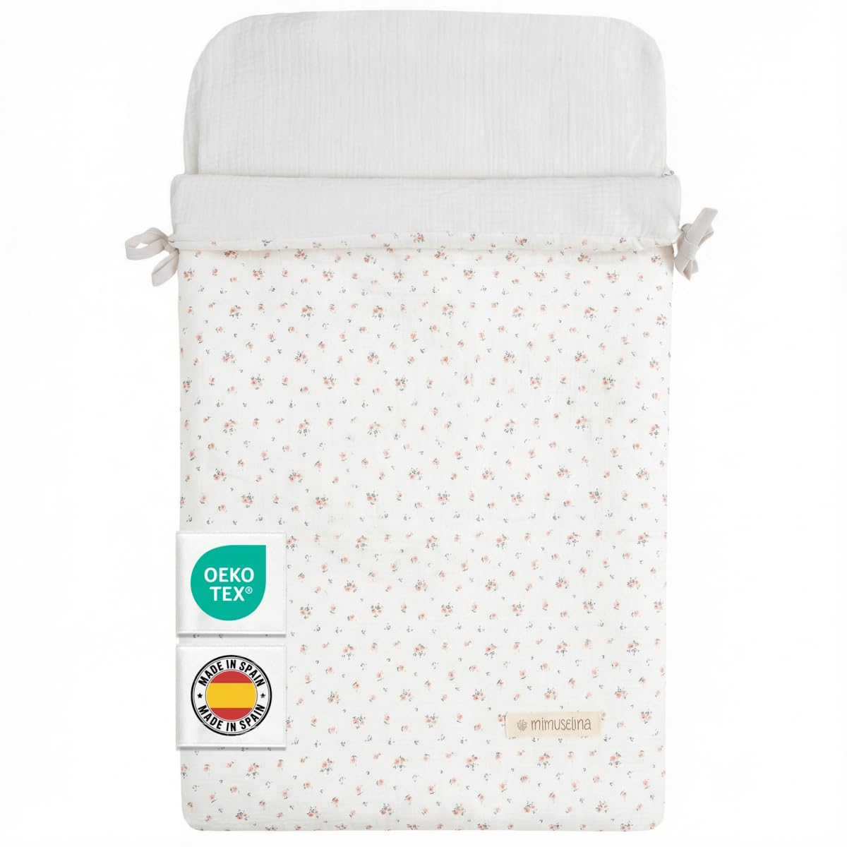 MIMUSELINA Fußsack Babyschale Ganzjährige Einschlagdecke Sommer Winter Herausnehmbarem Futter 100% Baumwolle Neugeborene 0–12 Monate Blossom