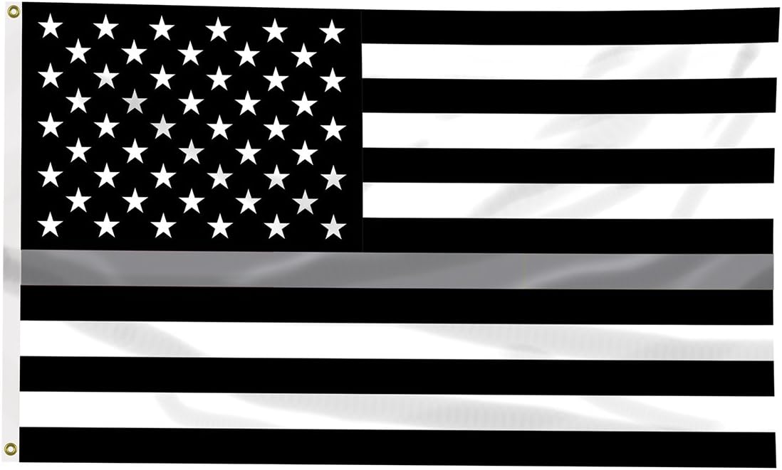 Thin Silver Line American Flag - 3 by 5 Foot Flag with Grommets