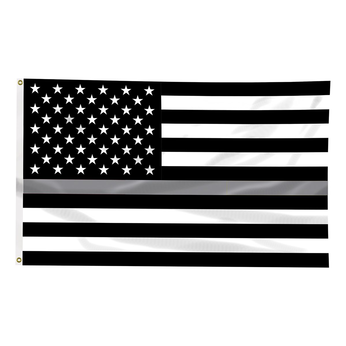 Pointview Flags Thin Silver Line American Flag - 3 by 5 Foot Flag with Grommets