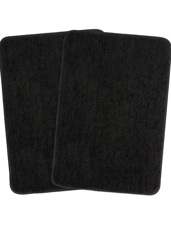 Image of Shree JEE Home Solid Microfibre Bathroom Mat Soft and Non-Slip Mat for Kitchen Door and Bedroom (40x60cm) Pack of 2 (Black)