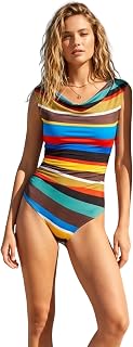 Addery Keep Adding Multicolor Striped One-Shoulder Cut-Out Monokini Swimsuit Price In India