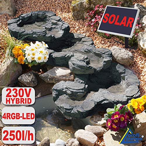 Bachlauf Amur Solar Gartenbrunnen Quellbach II mit LED und Tauchpumpe